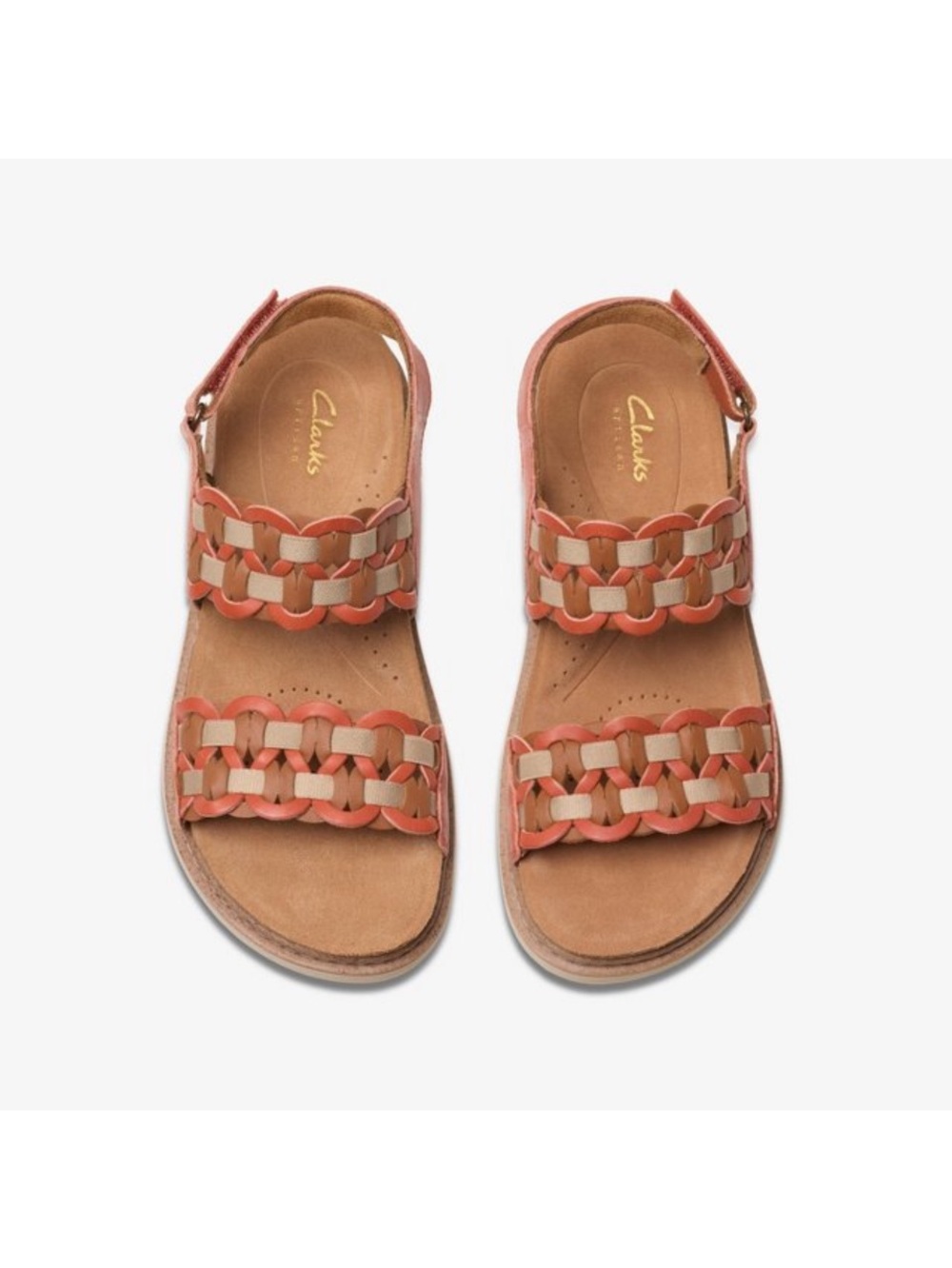 Clarks Womens Arwell Glide Orange Combination Sandals